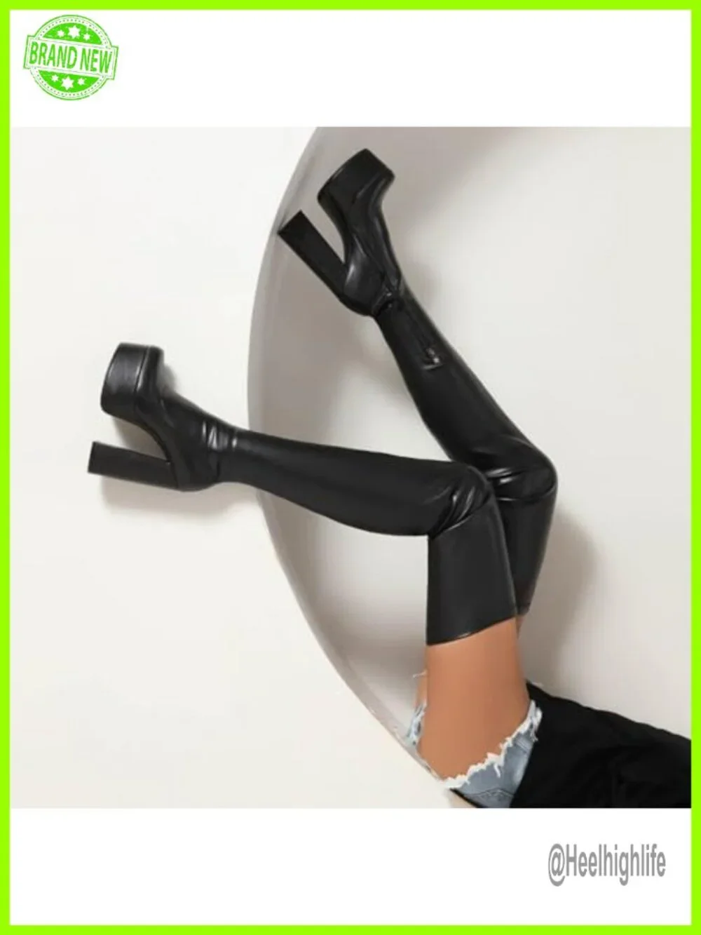 Over-the-knee Boots Thigh High Block Heel Faux Leather Zip Closure